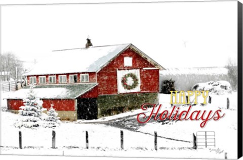 Framed Happy Holidays Barn Print