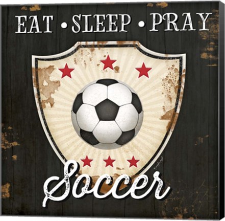 Framed Eat, Sleep, Pray, Soccer Print