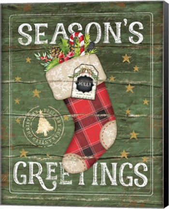 Framed Season&#39;s Greetings Stocking Print