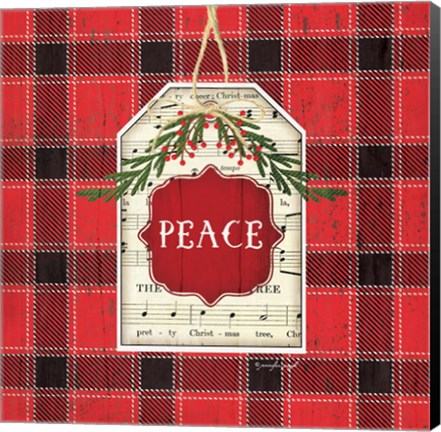 Framed Peace Christmas Plaid Print