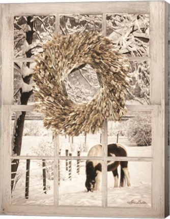 Framed Winter Horse Window View Print