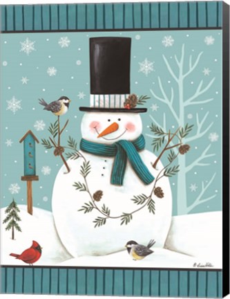 Framed Top Hat Snowman Print