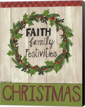 Framed Faith Family Festivities Wreath Print