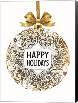 Framed Happy Holidays Ornament Print