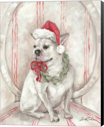 Framed French Bulldog Santa Print