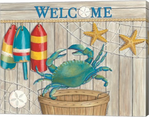 Framed Blue Crab &amp; Basket Print