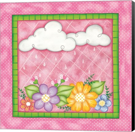 Framed Clouds &amp; Flowers Print