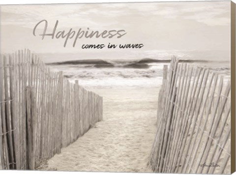 Framed Happiness Comes in Waves Print