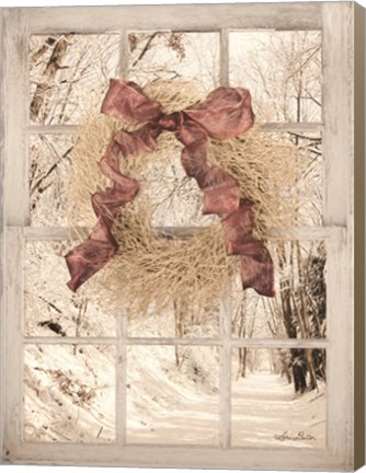 Framed Snowy Day Window View Print