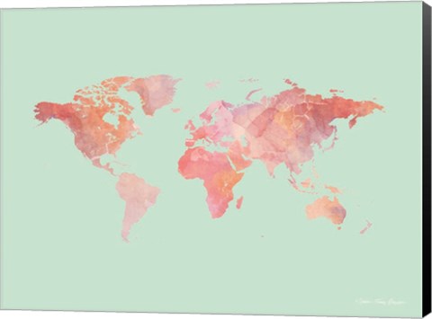 Framed Marble World Map Print