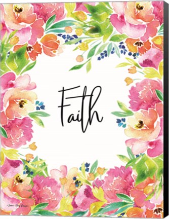 Framed Faith Watercolor Flowers Print