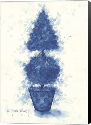 Framed Blue Cone Topiary Print