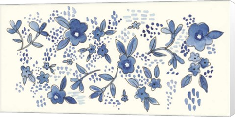 Framed Scattered Blue Flowers Print