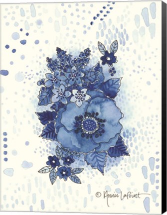 Framed Crazy Blue Flowers Print