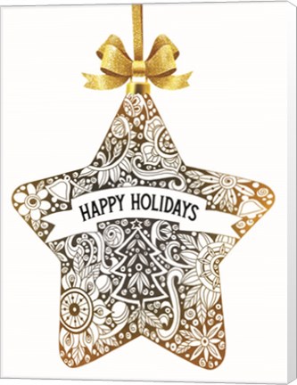 Framed Happy Holidays Ornament Print