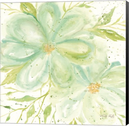 Framed Teal Big Blooms Print