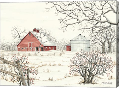 Framed Winter Barn Print