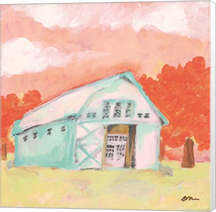 Framed Cherry Tree Barn Print