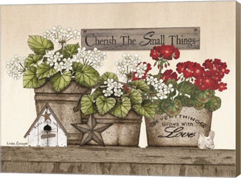 Framed Cherish the Small Things Geraniums Print