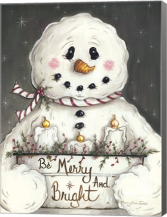 Framed Merry and Bright Snowman Print