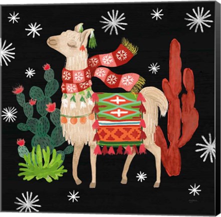 Framed Lovely Llamas IV Christmas Black Print