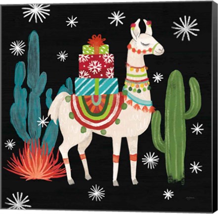 Framed Lovely Llamas II Christmas Black Print