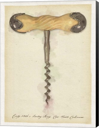 Framed Early1800 Cane Handle Corkscrew Print