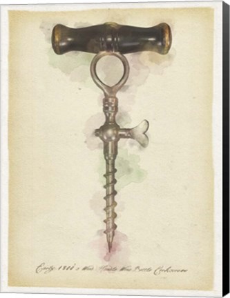 Framed Wood Handle Corkscrew Print