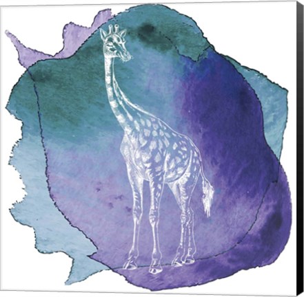 Framed Color Spot Safari Animals Giraffe Print