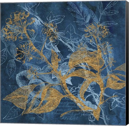 Framed Teal Garden Autumn Print