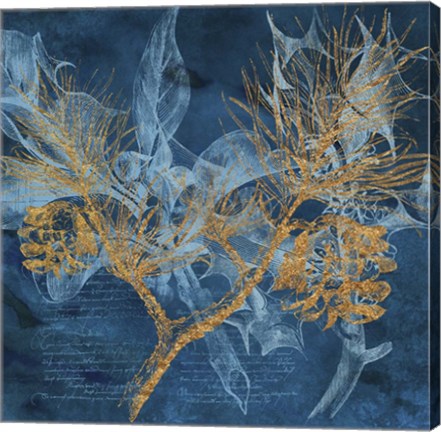 Framed Teal Garden Winter Print