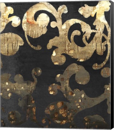 Framed Grungy Gold Damask Print