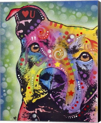Framed Thoughtful Pit Bull White Bubble Print