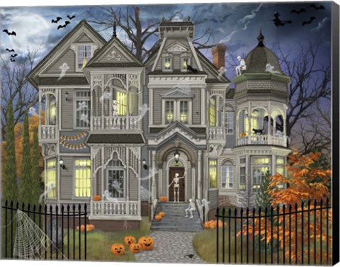 Framed Halloween House Print