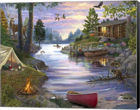 Framed Cabin Lake Print