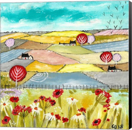 Framed Sunny Skies In The Highlands Print