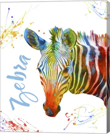 Framed Colorful Safari Animals A Print