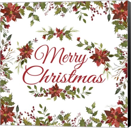 Framed Poinsettia Merry Christmas Print
