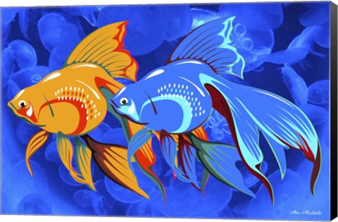 Framed Blue And Orange Fish Print