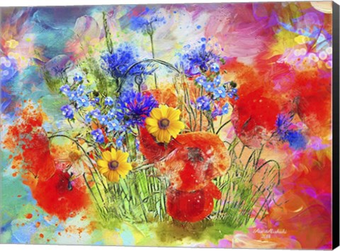 Framed Garden Of Flowers M7 Print