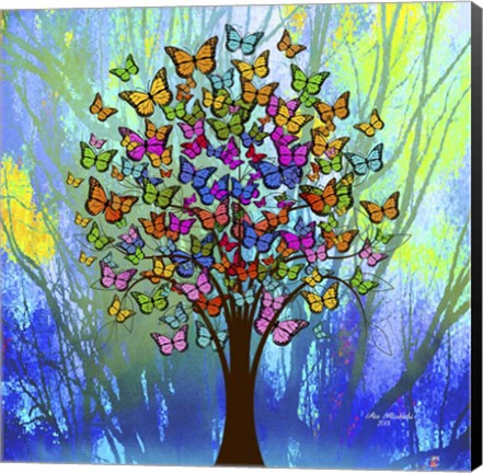 Framed Butterflies Tree Print