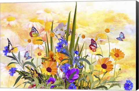 Framed Butterflies Love Flowers 2 Print