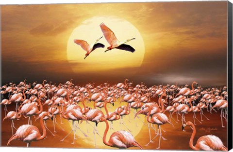 Framed Flamingo Land 2D Print