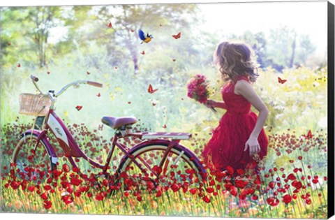 Framed Flowers Girl Print