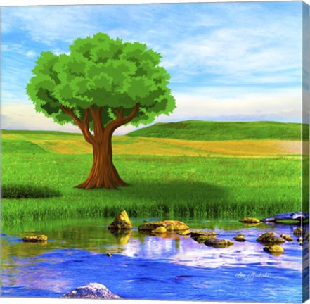 Framed Green Landscape Print