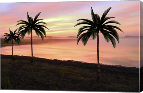 Framed Sunset At The Beach Print