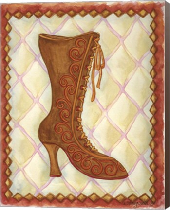 Framed Boots Brown With Curlicues Print