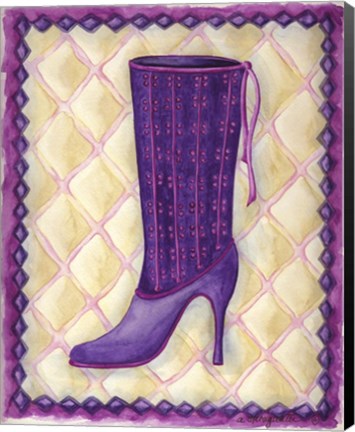 Framed Boots Purple With Tiny Flowers Print