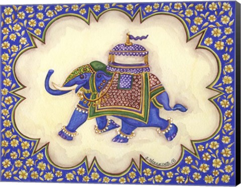 Framed Elephant Cartouche AP Print