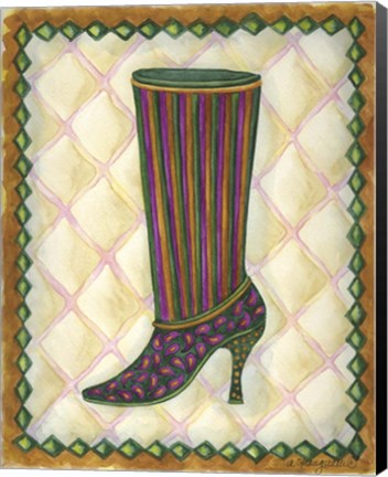 Framed Boots Striped With Paisley Print